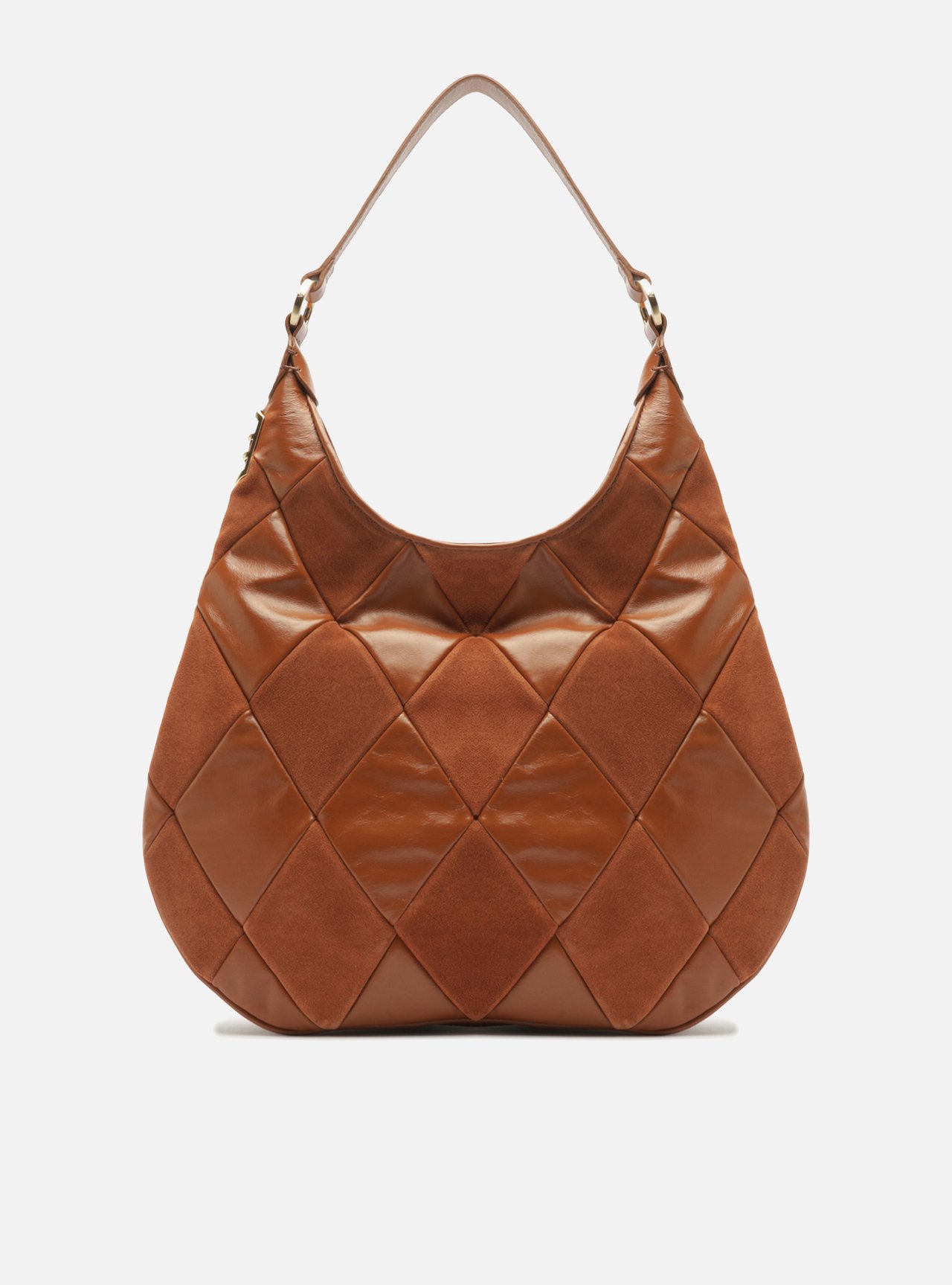 Bolsa Hobo Preta Couro Média Matelassê Metais — foto 1