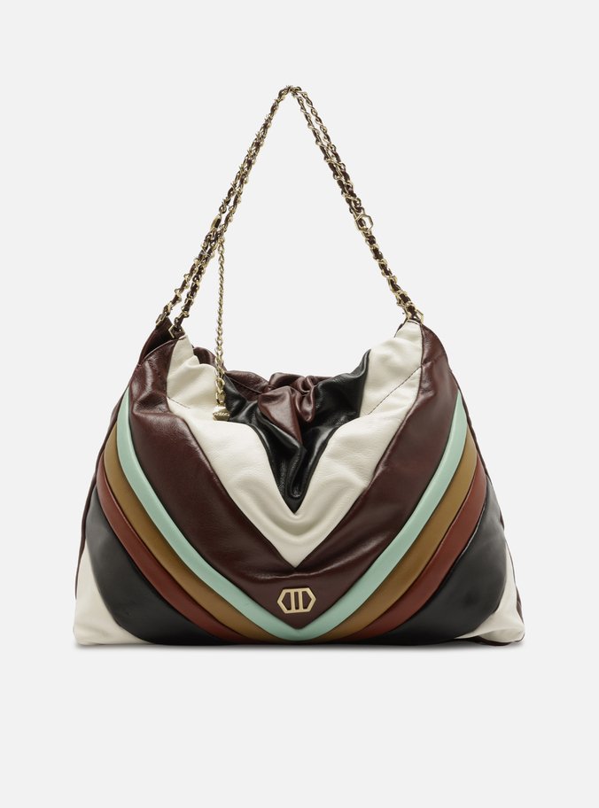Bolsa Hobo Couro Multicolorida Grande