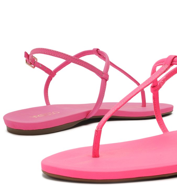 Sandália Rasteira Rosa Neon Slim Básica