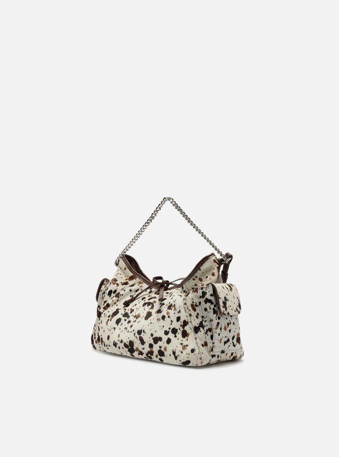 Bolsa Tiracolo Branca Pelo Cow Pequena Laço
