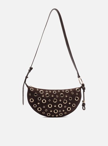 Bolsa Tiracolo Marrom Suede Média