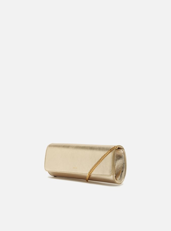 Bolsa Tiracolo Dourada Couro Pequena Alongada