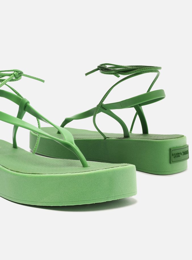 Sandália Verde Flatform Amarração Bela Brizza