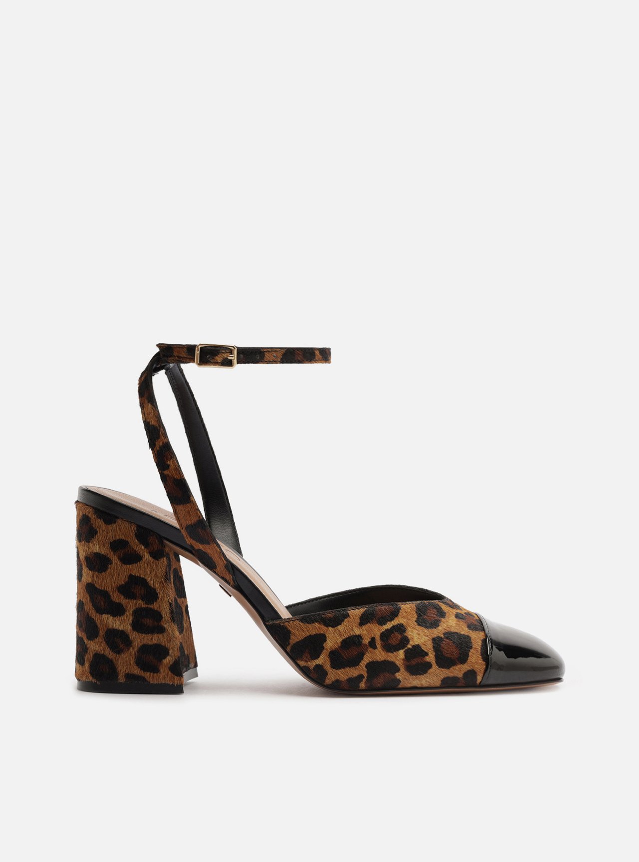 Scarpin Animal Print Salto Bloco Fivela Slingback — foto 1