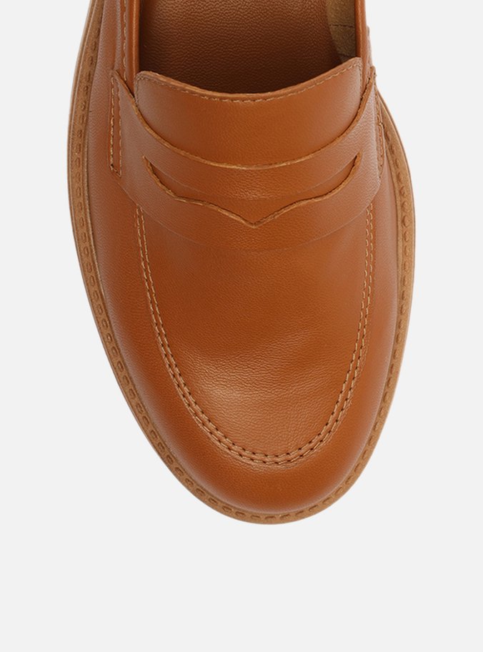 Mocassim Marrom Couro Bico Redondo Básico Easy