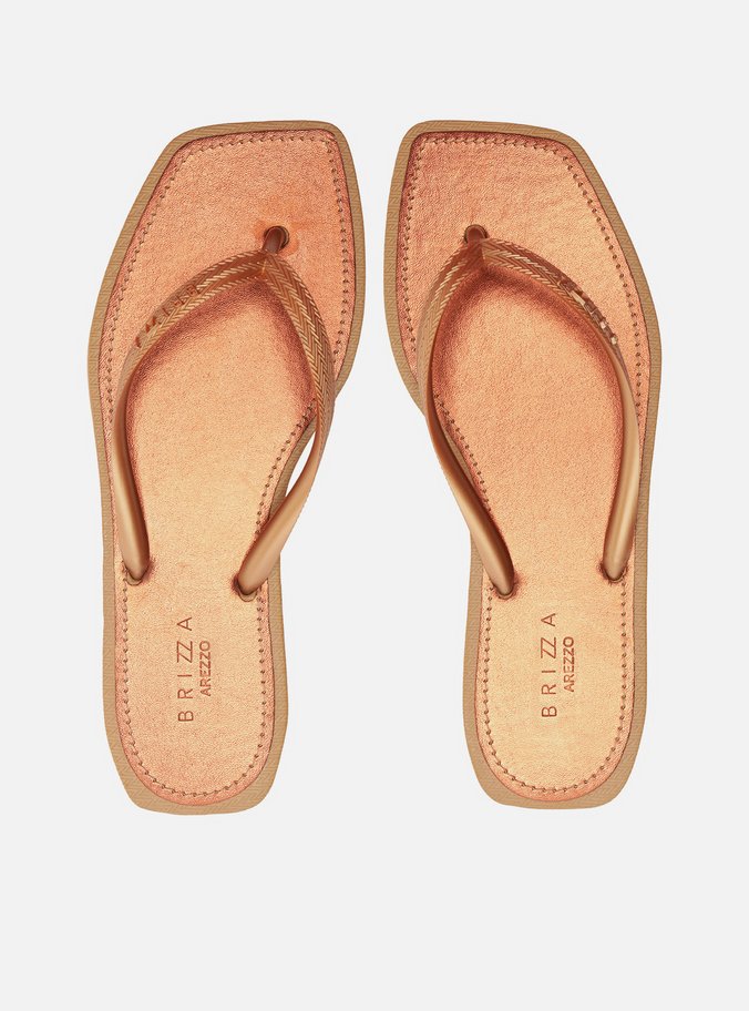 Chinelo Metalizado Bico Quadrado Brizza