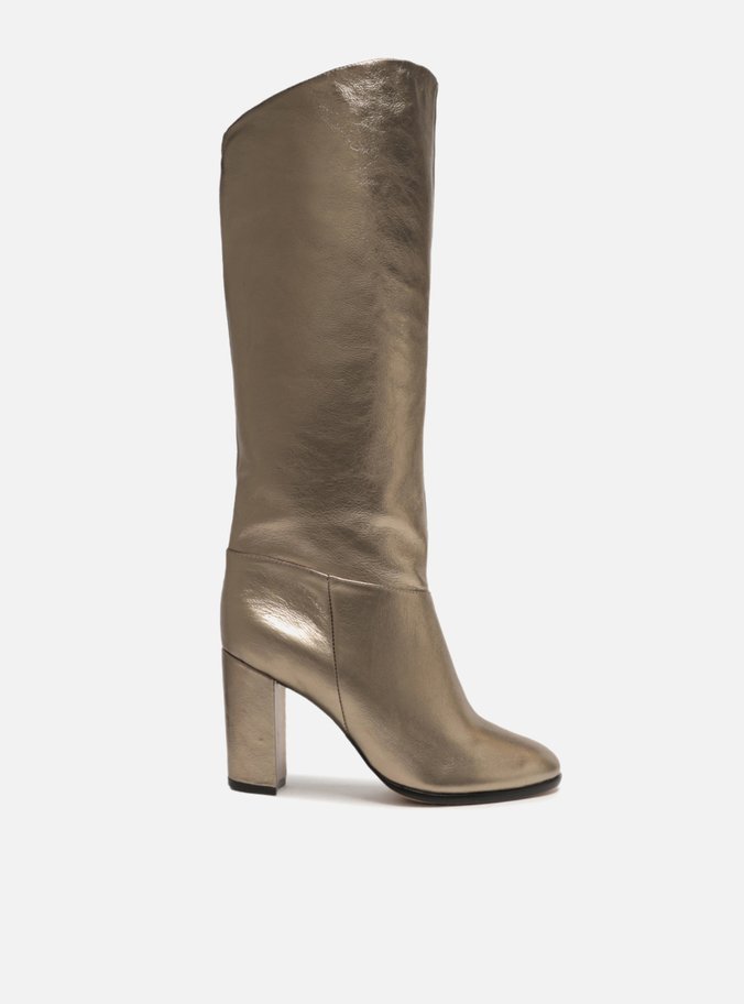 Bota Dourada Couro Cano Longo Hailey
