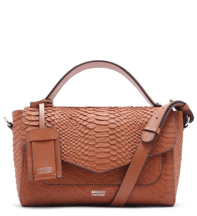 Bolsa Satchel Matte Python Natália Média Argila Real