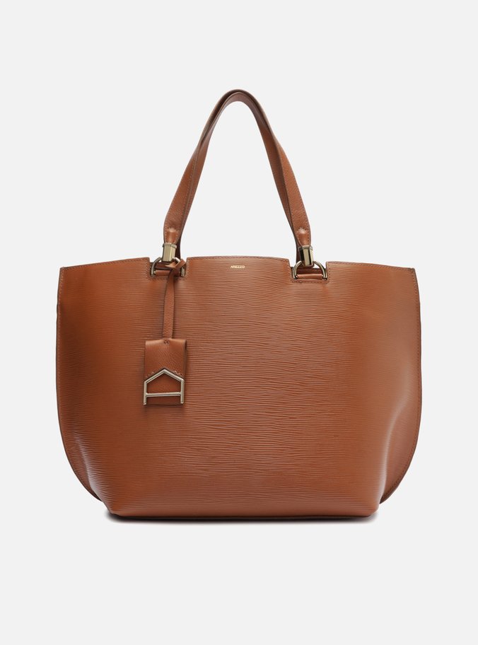 Bolsa Shopping Marrom Couro Abraccio Grande