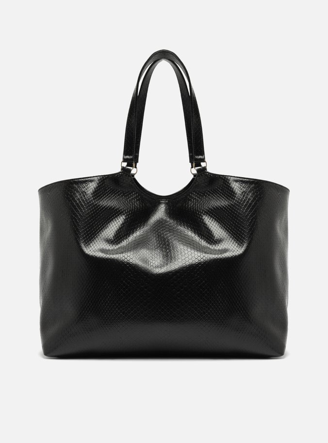 Bolsa Shopping Preta Envernizada Grande