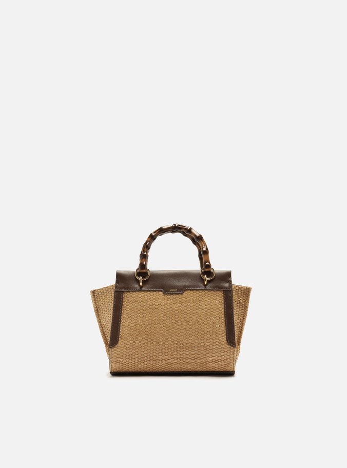 Bolsa Tote Natural Palha Média Alça Bambu