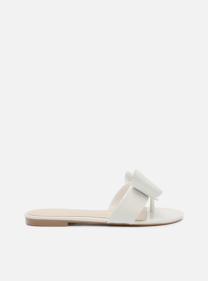 Rasteira Branca Minimalista Laço