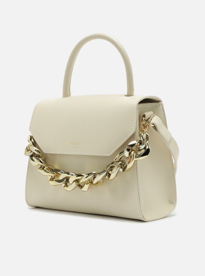 Bolsa Satchel Off-White Iara Média Bege
