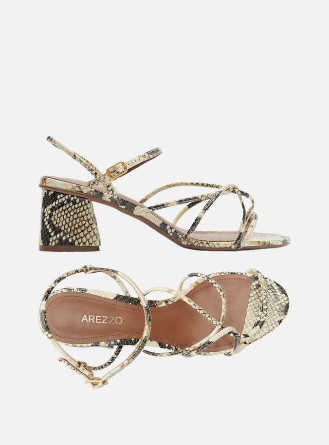 Sandália Animal Print Bloco Tiras Finas