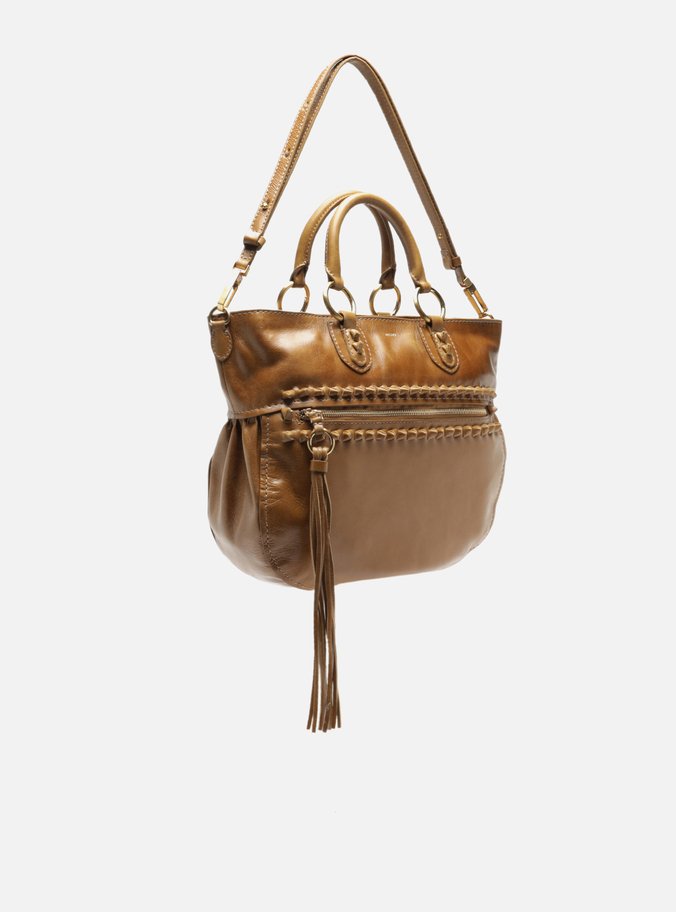 Bolsa Tote Caramelo Couro Estonado Grande Bolso