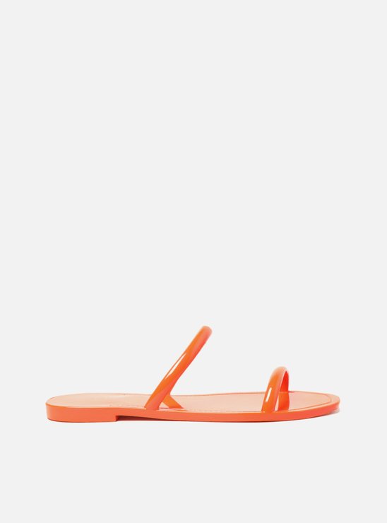 Kit Rasteira Laranja Brilho e Bag Transparente Brizza