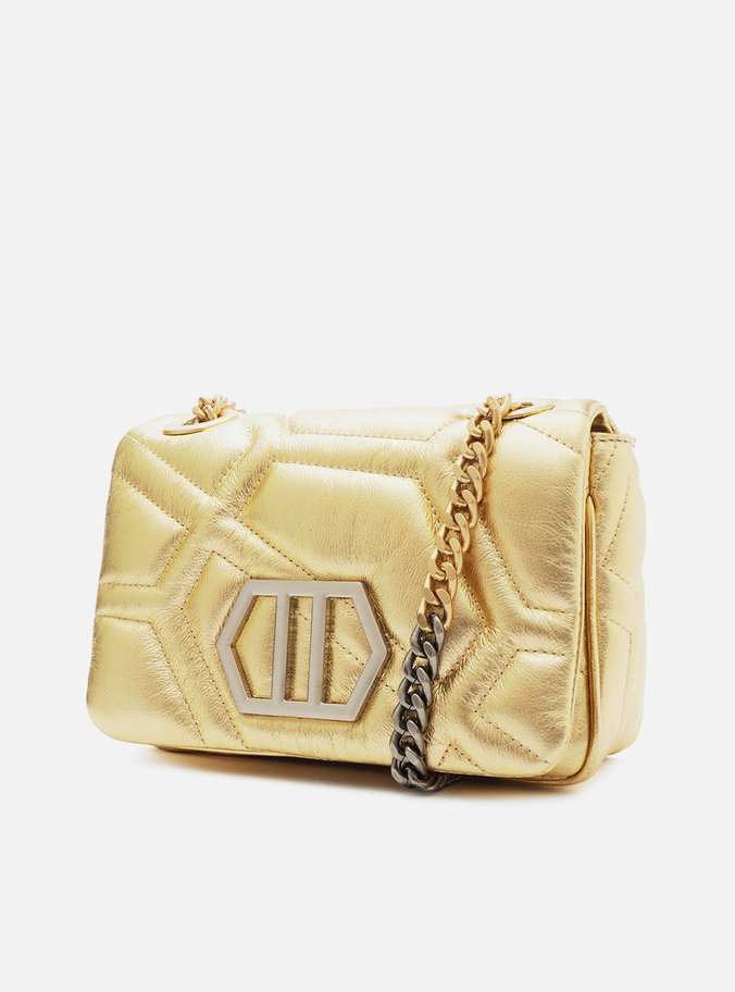 Bolsa Tiracolo Dourada Couro Emma Média