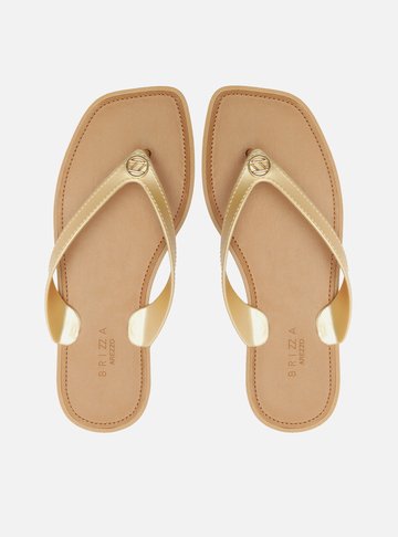 Chinelo de Dedo Dourado Tira V Brizza