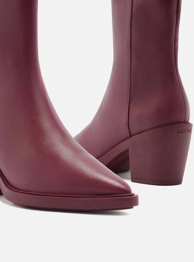 Bota Bordô Couro Cano Médio Western