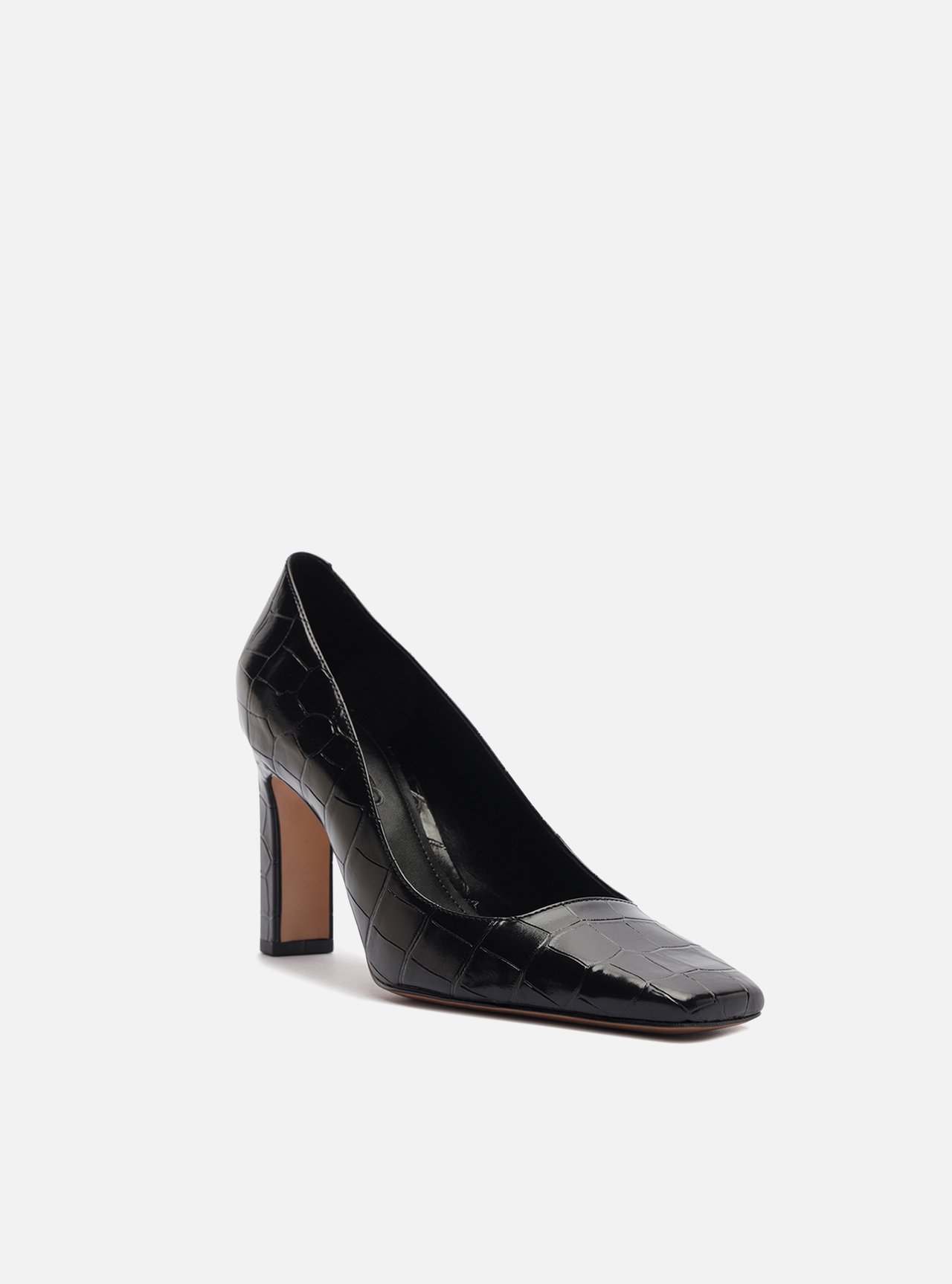 Scarpin Preto Croco Salto Bloco — foto 2
