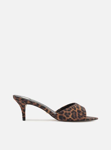 Mule Animal Print Salto Médio Fino