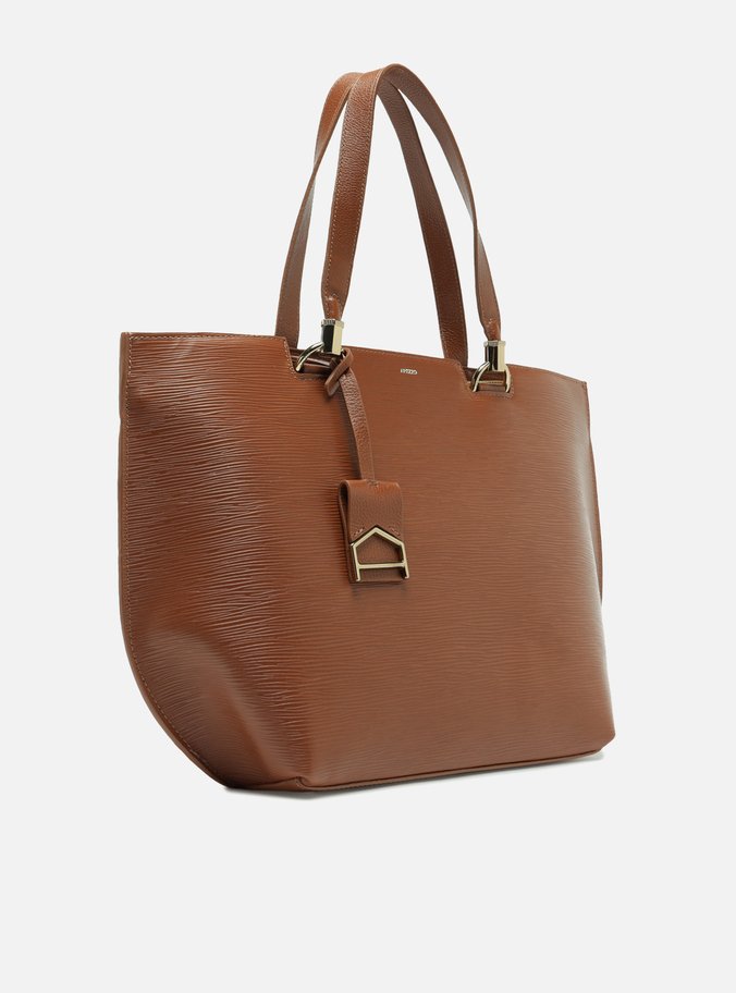 Bolsa Shopping Marrom Couro Abraccio Grande