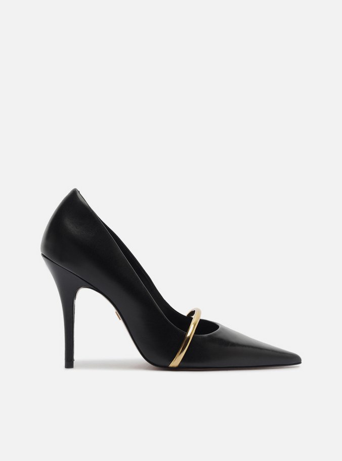 Scarpin Preto Salto Fino Metais