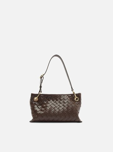 Arezzo — Bolsa Tiracolo Marrom Couro Pequena Tressê