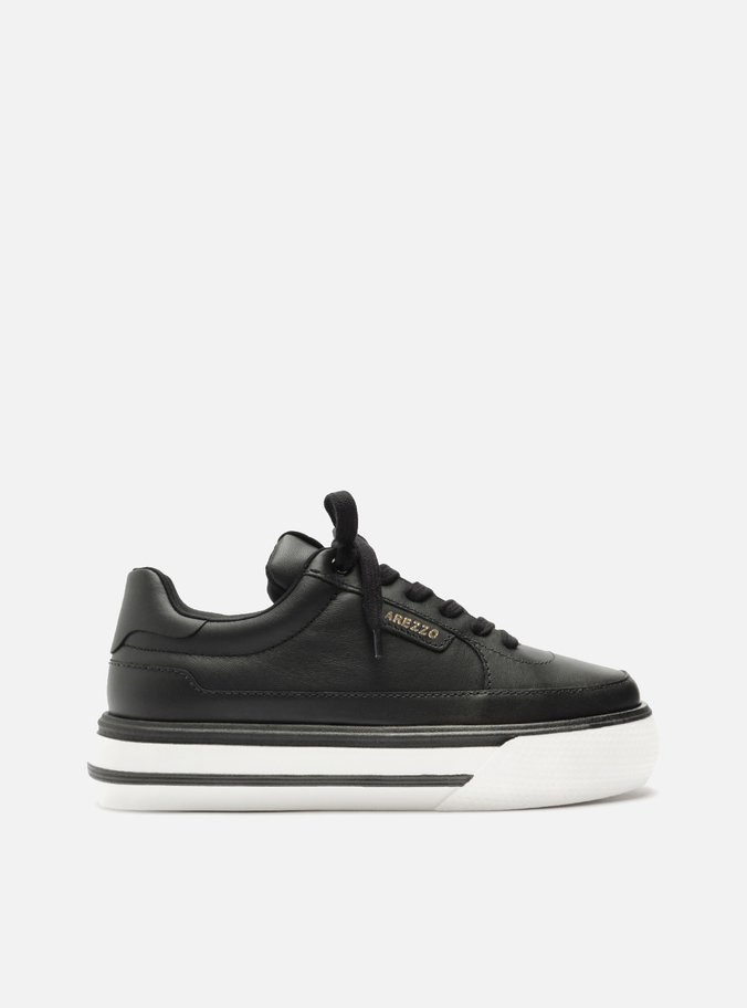 Tênis Preto Couro Flatform