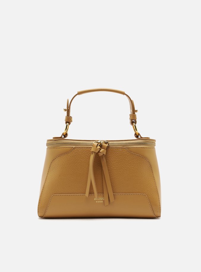 Bolsa Tiracolo Marrom Texturizada Média Zíper Duplo