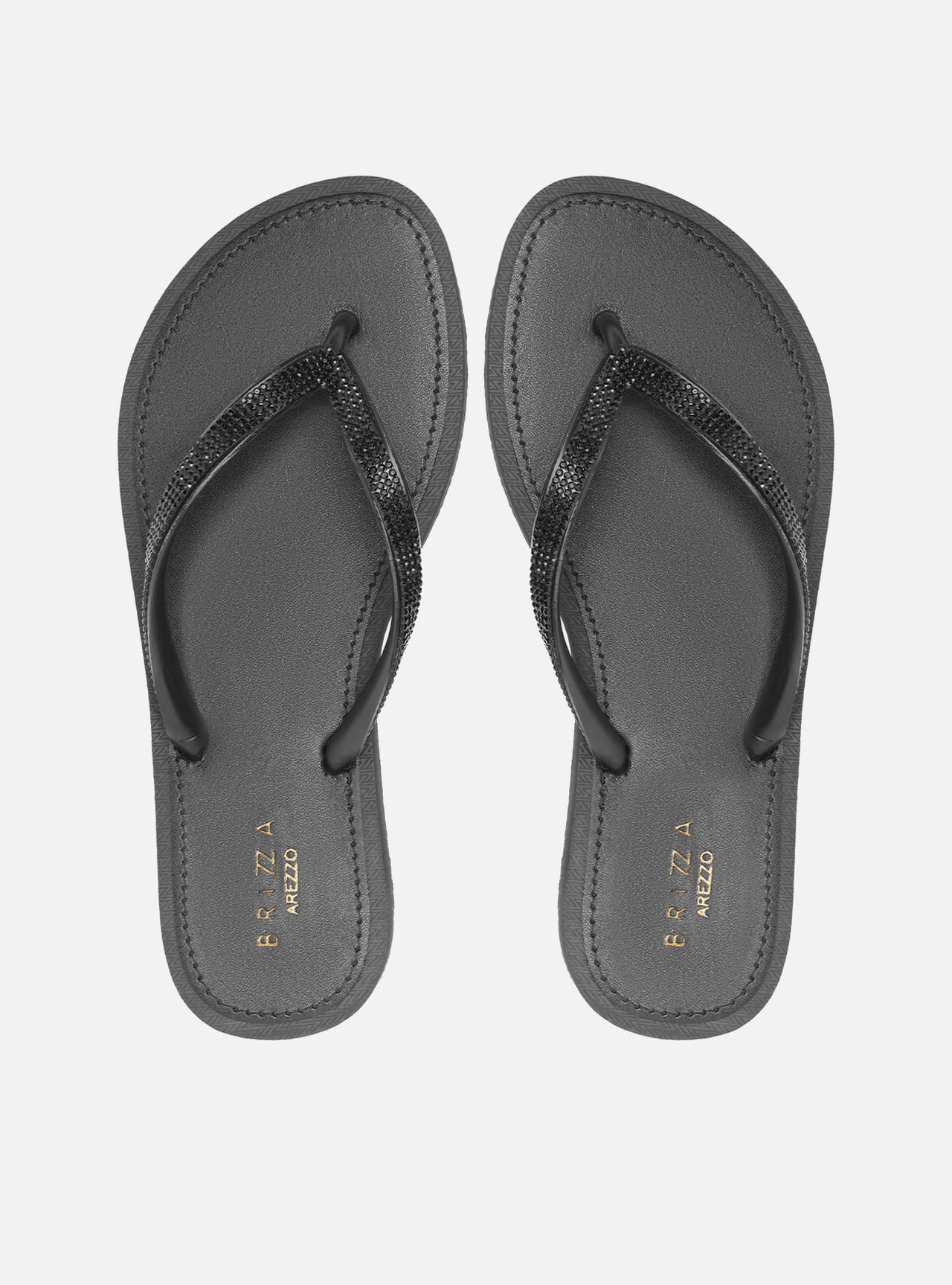 Chinelo de Dedo Preto Strass Brizza — foto 1