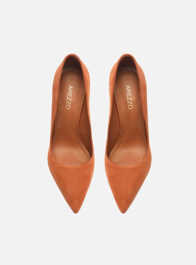 Scarpin Marrom Nobuck Salto Fino