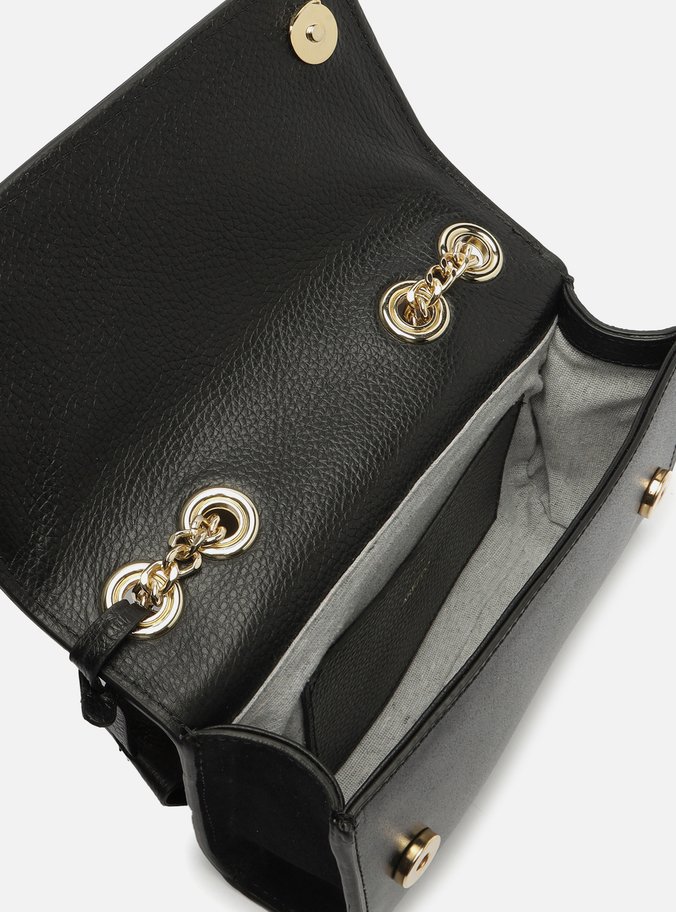 Bolsa Tiracolo Preta Couro Abraccio Pequena
