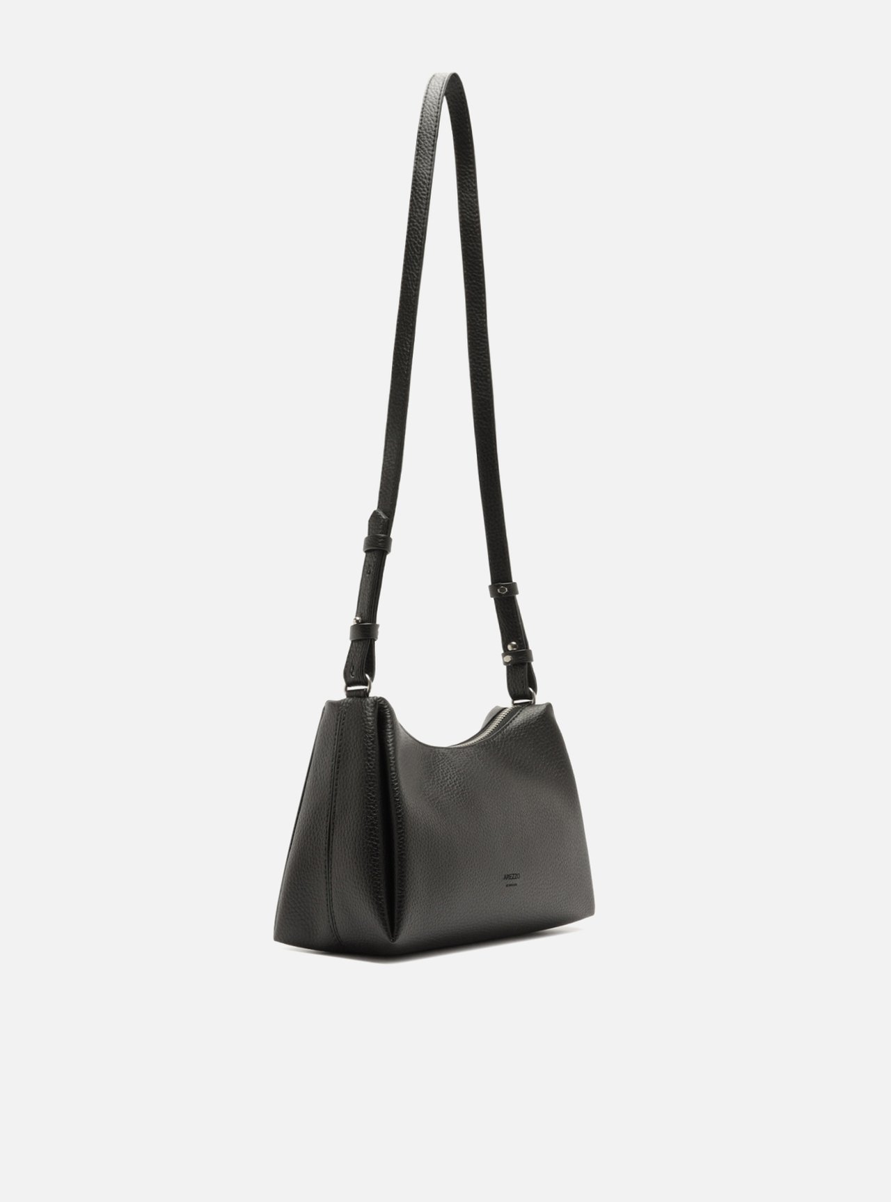 Bolsa Tiracolo Preta Granulada Metais — foto 5