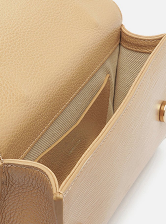 Bolsa Tiracolo Bege Couro Abraccio Pequena