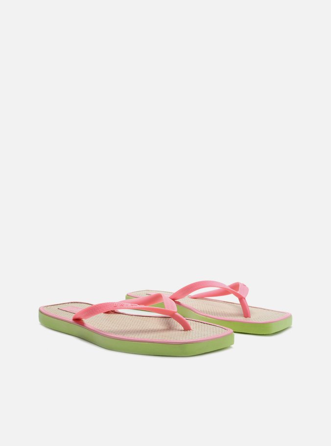 Chinelo de Dedo Rosa Square Palmilha Palha