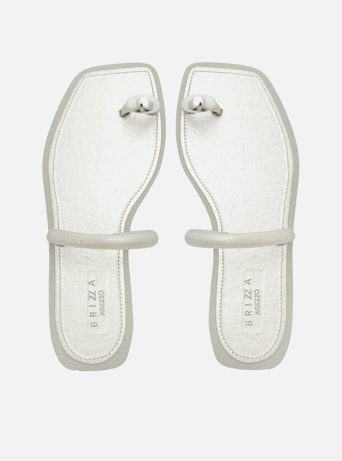 Sandália Rasteira Prata Dedeira Brizza