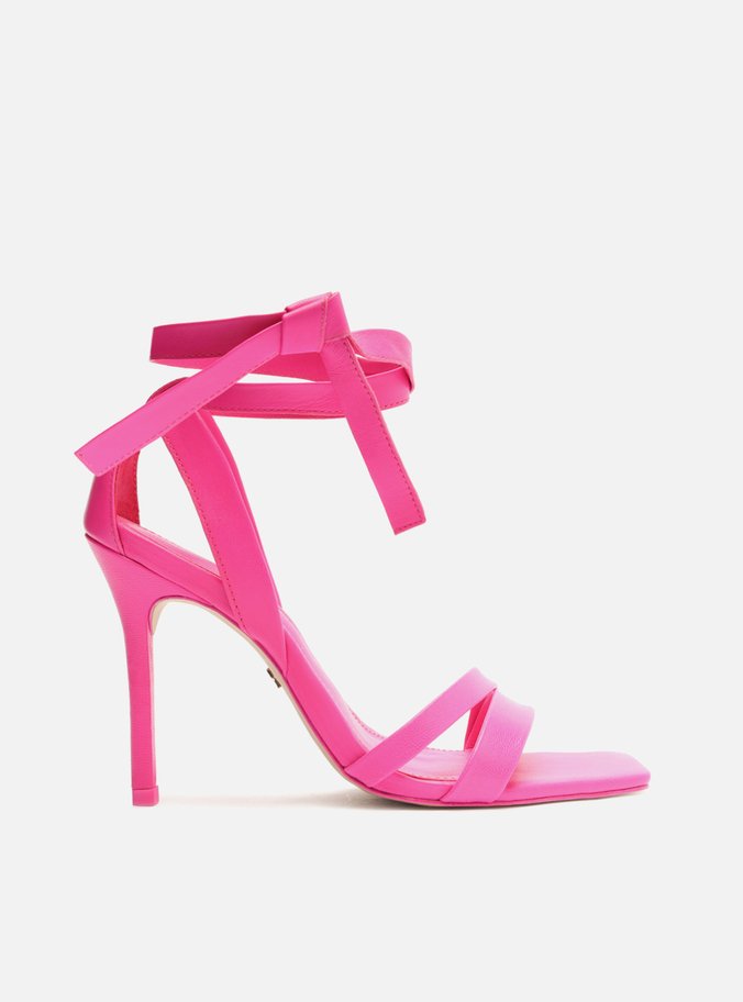 Sandália Rosa Salto Alto Lace Up