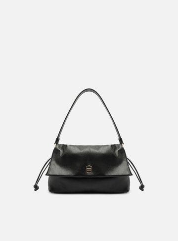 Arezzo — Bolsa Tiracolo Preta Couro Média Franzida