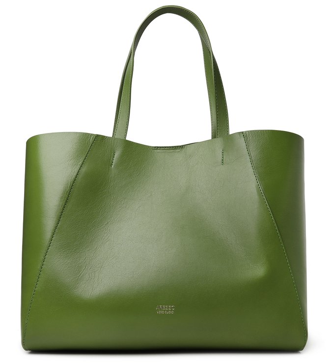 Bolsa Shopping Verde Couro Serena Grande
