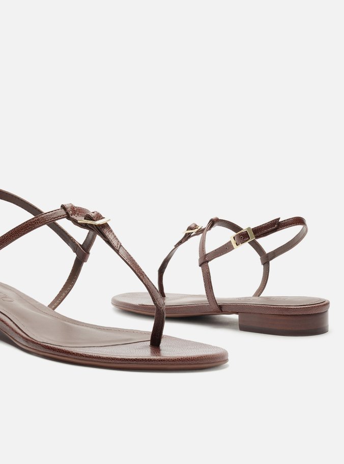 Sandália Marrom Dark Couro Slim Fivela