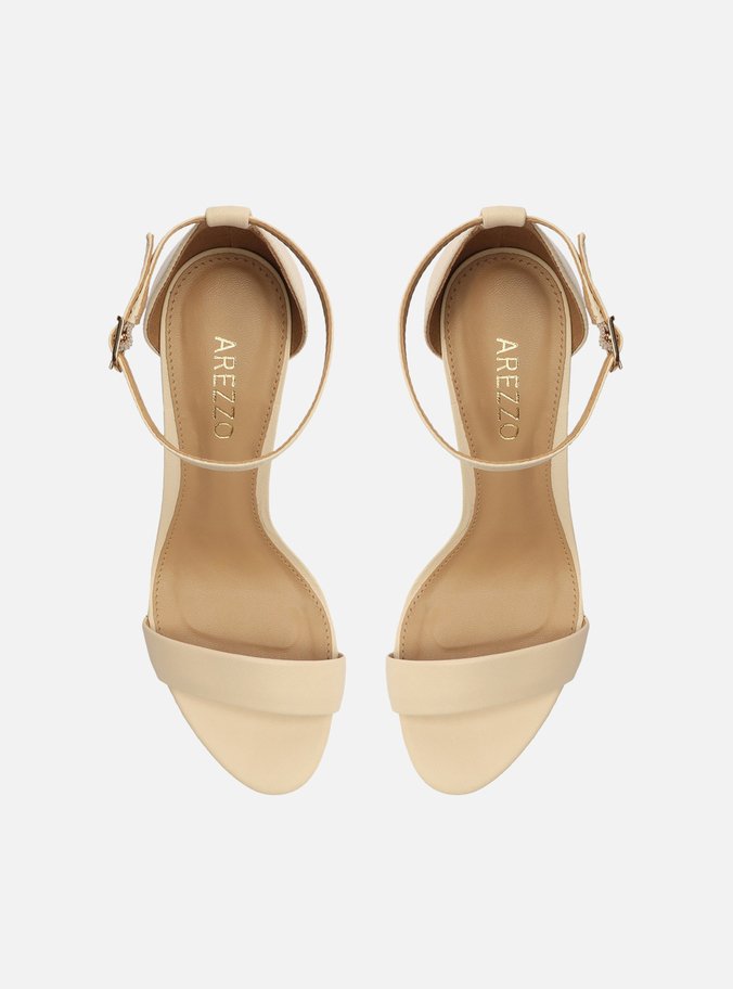 Sandália Off-White Couro Bloco Alto Isabelli