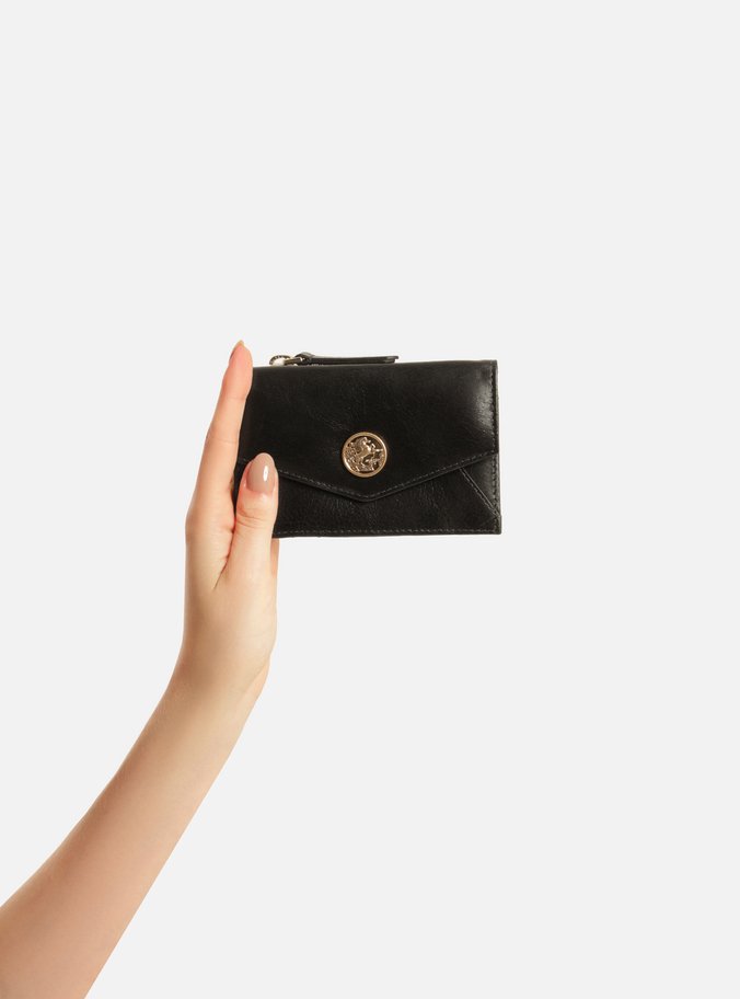 Porta-Cartões Preto Couro Metal Heritage