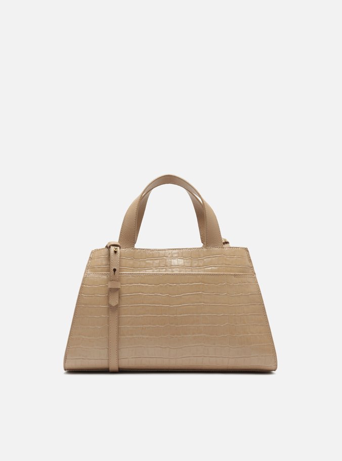 Bolsa Tote Bege Couro Croco Média Barbicacho