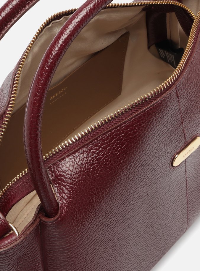 Bolsa Tote Vinho Couro Grande Tag Metal