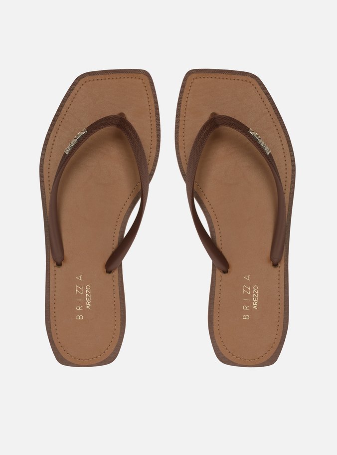 Chinelo de Dedo Marrom Escuro Square Palmilha Marrom