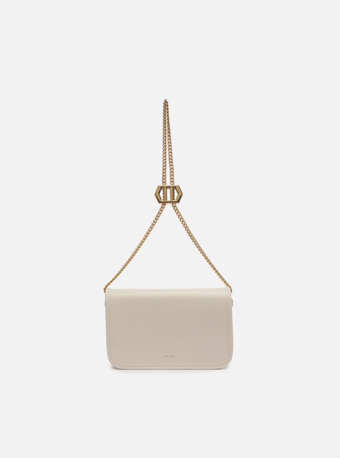 Bolsa Tiracolo Branca Couro Pequena Corrente