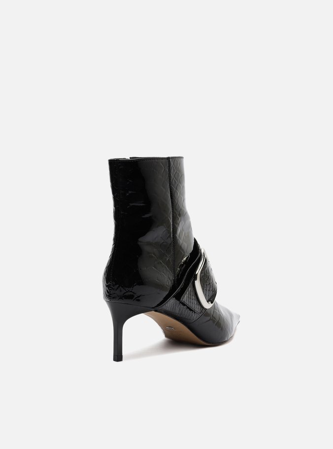Bota Preta Snake Salto Fino Fivela