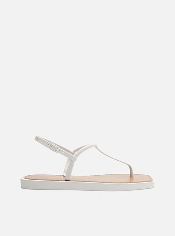 Sandália Rasteira Branca Slim Square Brizza