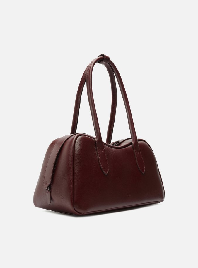 Bolsa Bowling Vinho Couro Grande Zíper Duplo